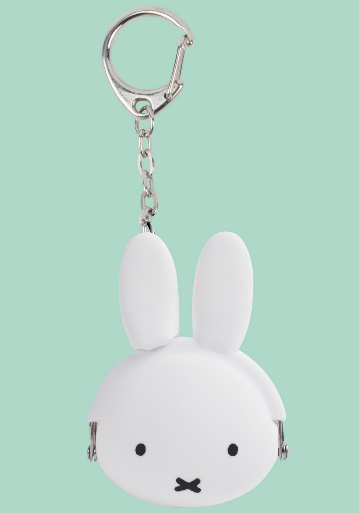 mimi POCHI BABY Miffy Pouch White small white silicon coin case with Miffy face and keychain clip closure