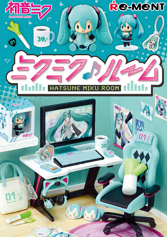 Re-Ment | Miku Miku Room Blind Box featuring a detailed miniature Hatsune Miku-themed gaming setup and accessories.