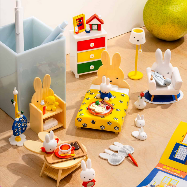 Re-Ment | Miffy Room Blind Box featuring detailed miniature furniture and accessories from Miffy’s charming room set.