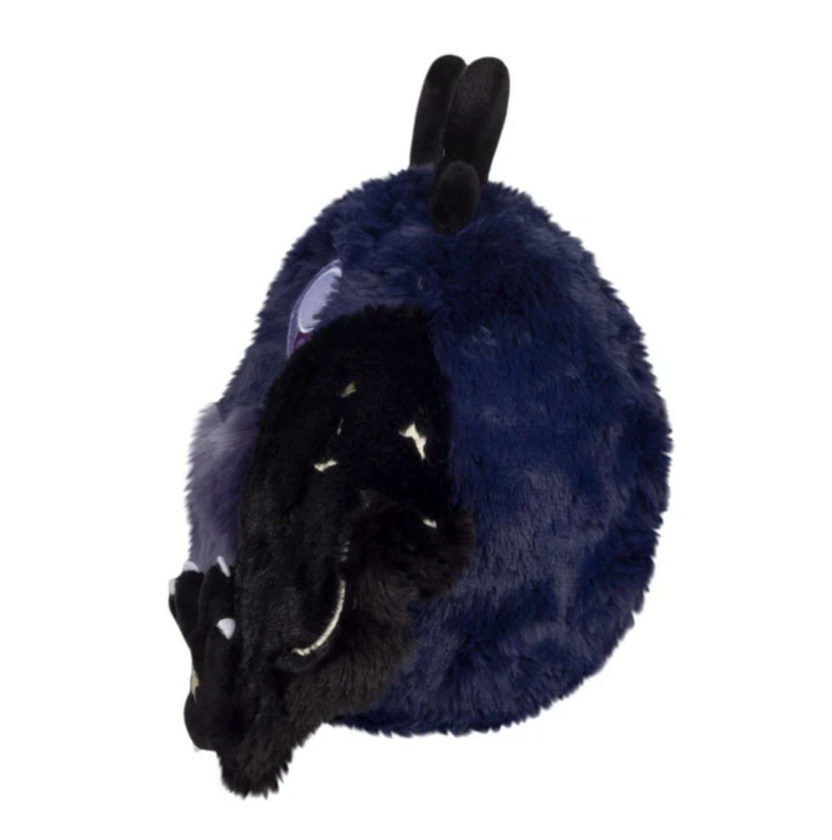 Soft plush Midnight Mothman Mini with magnetic wings in dark blue and black, perfect for ages 3 and up.