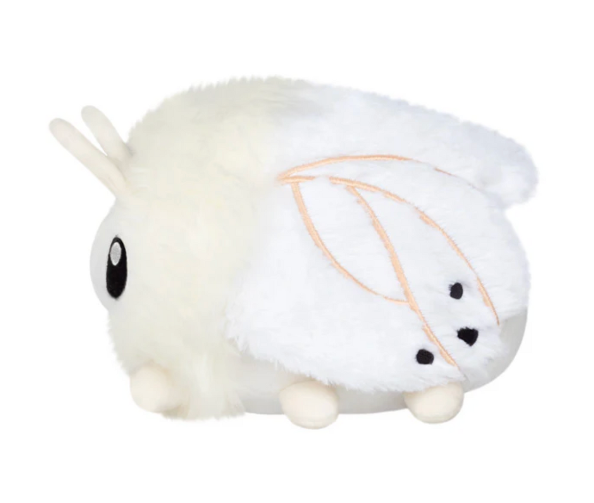 Soft, fluffy Poodle Moth Snackers plush toy with big eyes and delicate wings, blending moth and poodle features.
