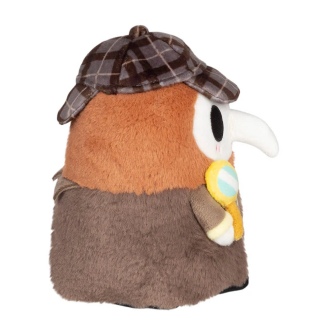 Alter Ego | Plague Doctor Detective plush toy wearing a plaid detective hat with a magnifying glass accessory.