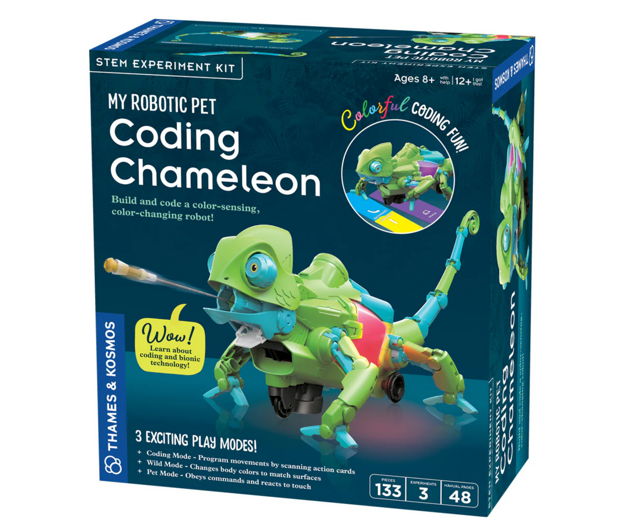 My Robotic Pet Coding Chameleon STEM kit with color-changing, gesture-responsive robotic reptile for coding and play.