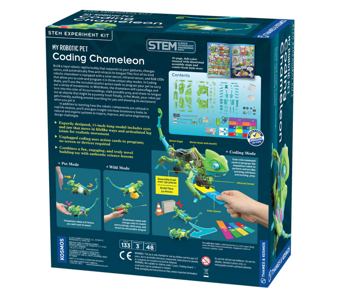 My Robotic Pet: Coding Chameleon STEM kit with color sensor, gesture control, and realistic articulated robotic reptile model.