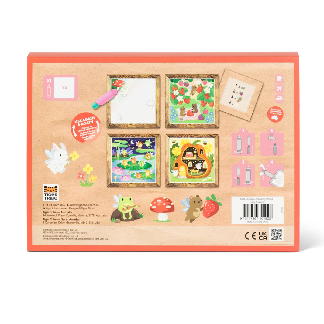 Magic Painting World | Fairy Friends mess-free painting set with refillable water brush and four reusable illustrated cards.