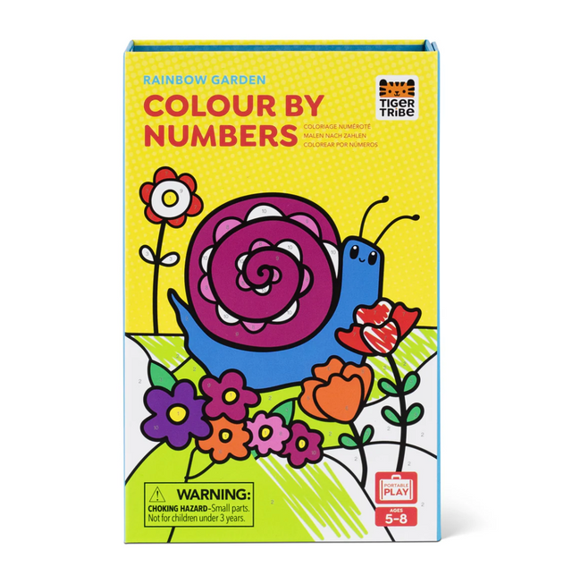 Color by Number | Rainbow Garden kids coloring set with markers, encourages creativity and number recognition ages 5-8.