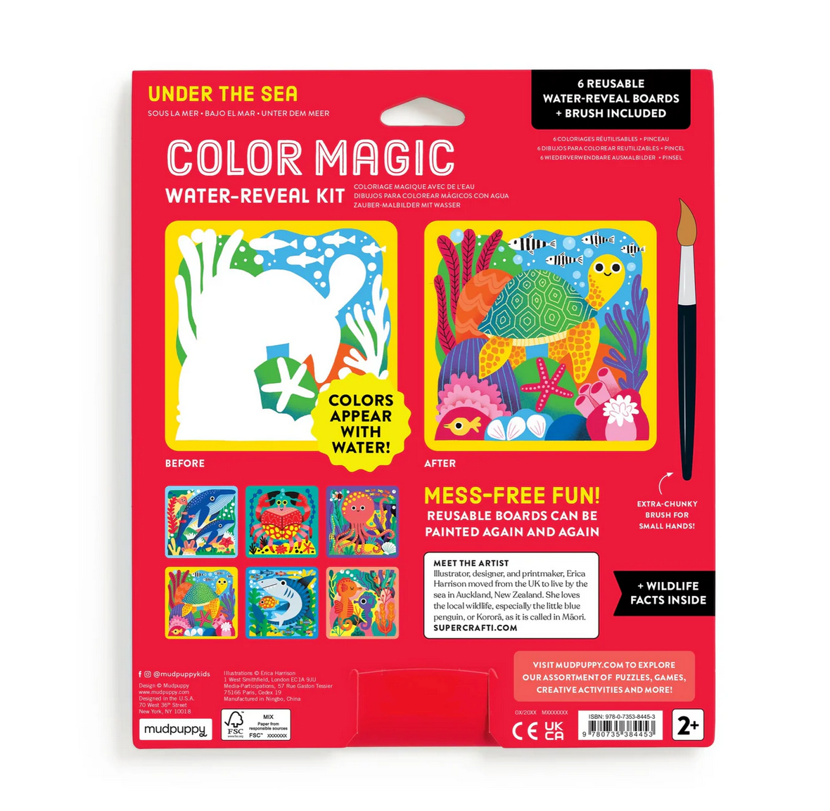 Color Magic Water Reveal | Under the Sea reusable water-reveal kit with marine creatures and brush included.