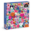 500pc Blooming Cats Family Puzzle featuring colorful cats and vibrant flowers in a playful, whimsical design.