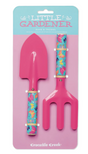 Garden Tools | Butterfly Rainbow kid-size pink rake and shovel with colorful butterfly handles for little gardeners.