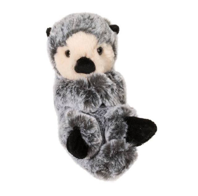 Lil' Baby Otter plush with soft gray fur, black nose, and lifelike pose perfect for cuddling.