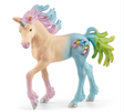 Bayala | Marshmallow Unicorn Foal with pastel pink, blue, and green mane and gemstone-decorated silver horn.