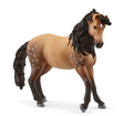 Andalusian Mare figurine with fawn coat, dark spotted flanks, thick black mane, lush tail, and white star-shaped blaze.