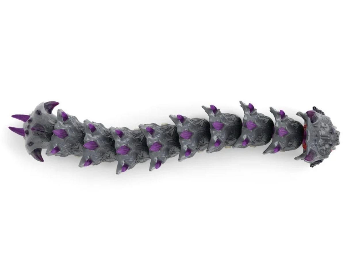 Eldrador Creatures | Shadow Worm toy with spiky black body and purple crystal spikes, perfect for imaginative play.