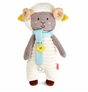 Woolbert the Ram Pacifier Holder plush toy with flexible horns, teething element, and removable scarf for babies 0-3 years.