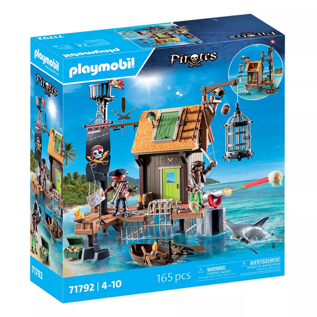 Pirates | Pirate Harbor playset with pirate figures, guardhouse, cage, skull cannon, and dock for imaginative pirate adventures.
