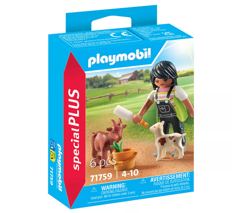 Special Plus | Woman with Goats playset featuring a figure feeding goats with a bottle in a farm setting.