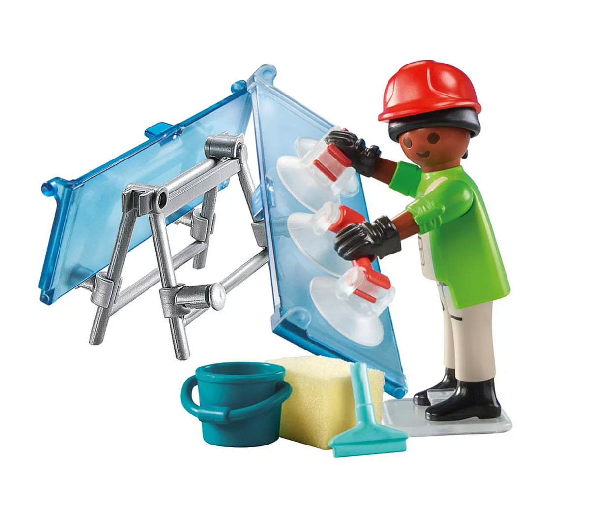 Special Plus | Glazier figure fitting glass panes with suction handles and window cleaning accessories for kids ages 4 and up
