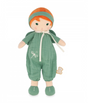 Tendresse | Olivia fabric doll in green dungarees with headband and dragonfly embroidery, perfect for babies from birth.