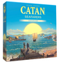 Catan Seafarers Expansion 6th Edition box showing ships sailing from a dock into a bright sunset over an island-filled sea.