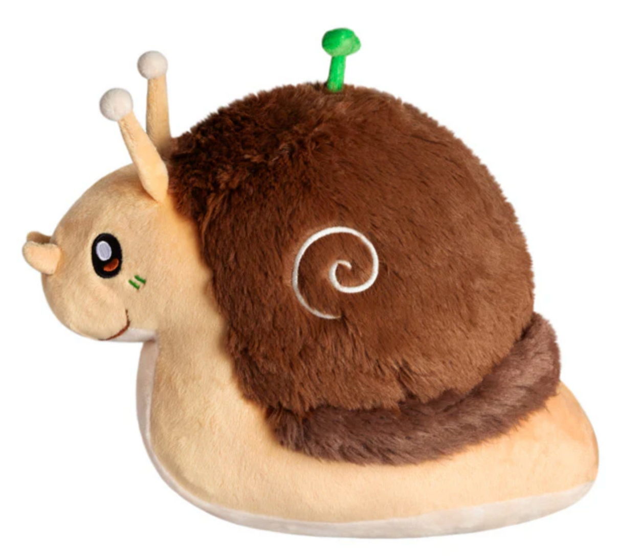 Garden Snail Mini plush toy with soft brown shell and beige body, a cuddly nature-inspired stuffed snail friend.