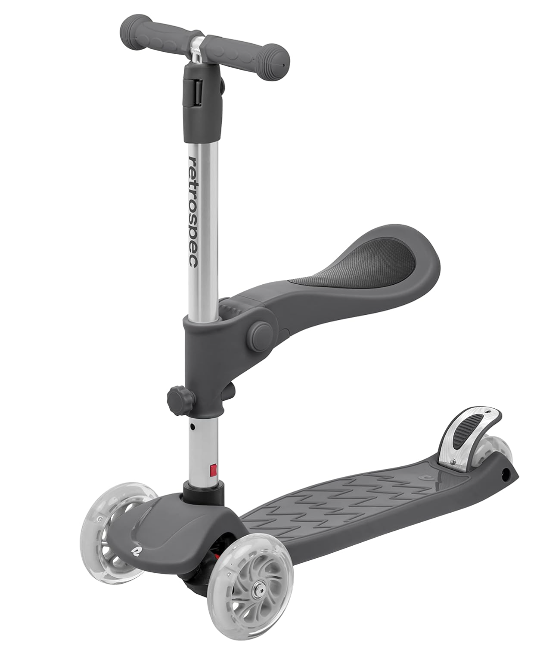 Chipmunk Plus Kids' Kick Scooter | Silver with 3 wheels, adjustable handle, and seat for balance and fun learning.