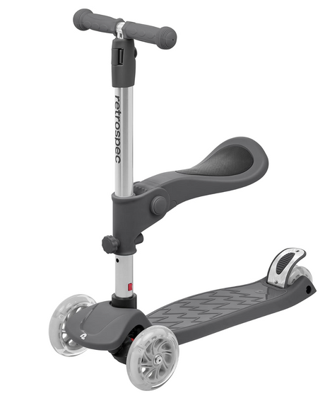Chipmunk Plus Kids' Kick Scooter | Silver with 3 wheels, adjustable handle, and seat for balance and fun learning.
