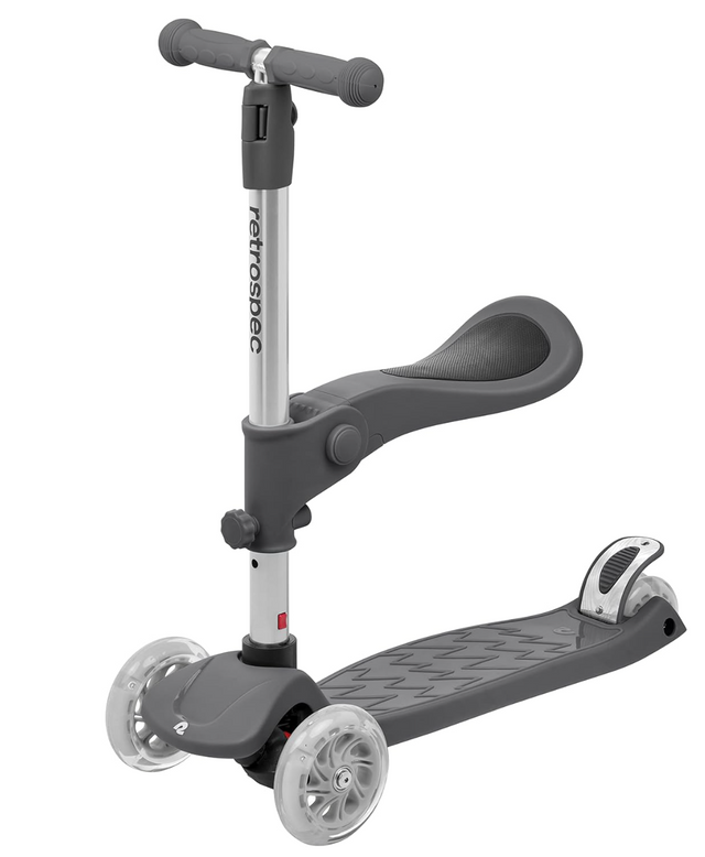 Chipmunk Plus Kids' Kick Scooter | Silver with 3 wheels, adjustable handle, and seat for balance and fun learning.