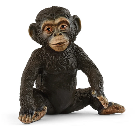 Chimpanzee Cub figurine sitting with curious eyes and detailed fur texture, perfect for ages 3 and up.