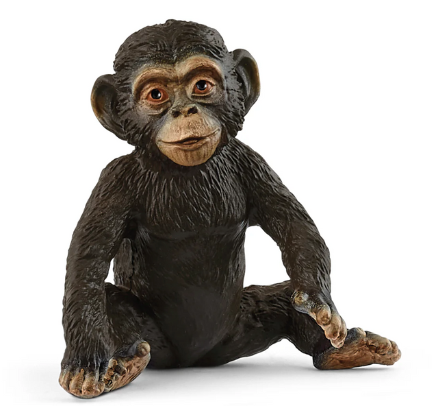 Chimpanzee Cub figurine sitting with curious eyes and detailed fur texture, perfect for ages 3 and up.
