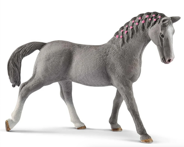 Arab Mare figurine with braided mane and a graceful walking pose in detailed gray tones.