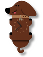 Wood Pendulum Clock | Wiener Dog featuring a dachshund shape, swinging tail, and natural wood finish wall clock