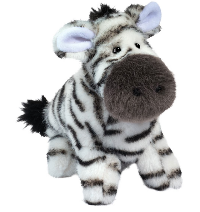 Muzzles | Zebra Debra plush toy with soft striped fur, big nose, and friendly eyes for cozy cuddling and play.