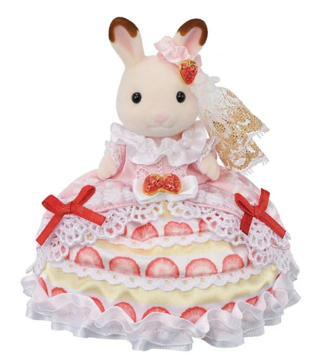 40th Anniversary Limited Edition Happy Birthday Freya dressed in strawberry cake-themed dress with lace and bows.