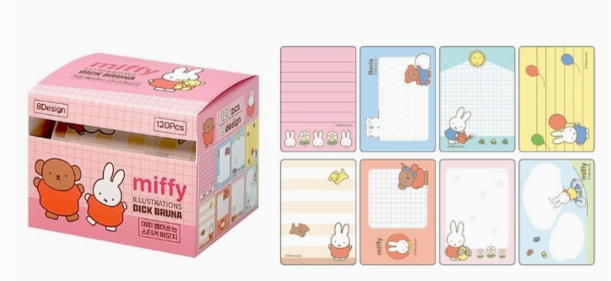 Miffy Pull-Out Sticky Notes roll with eight cute designs featuring Miffy and friends for notes and reminders