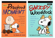 Two Peanuts mini notebooks featuring vintage comic covers with Charlie Brown, Snoopy, and Woodstock on colorful backgrounds