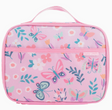 Lilac butterfly junior lunchbox with flowers and handle, insulated and easy to clean for kids’ lunchtime.