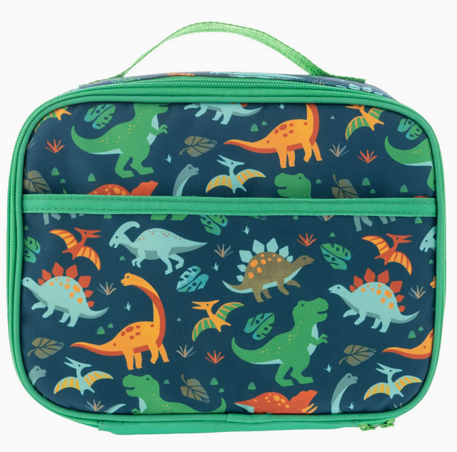Junior lunchbox with colorful dinosaur pattern, insulated and durable, perfect for keeping kids’ food fresh and fun.