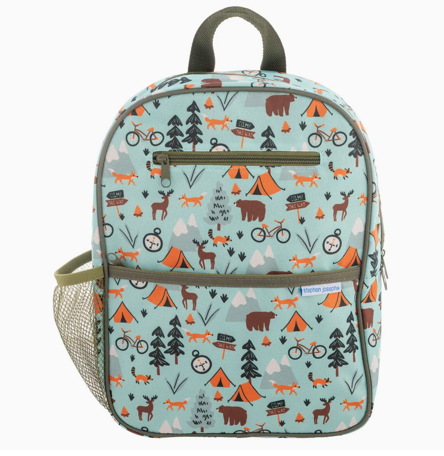 Junior backpack for kids with outdoor animal and nature design, padded back, adjustable straps, and multiple pockets for essentials.