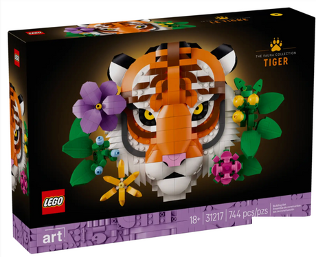 LEGO Art Tiger from The Fauna Collection with customizable brick-built flowers for wall or shelf display