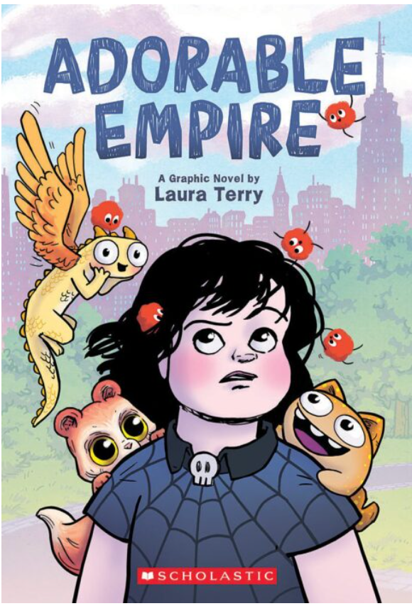 Cover of Adorable Empire graphic novel showing a girl surrounded by small magical creatures in a city park setting