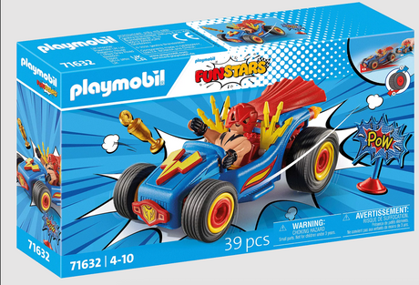 PLAYMOBIL Funstars Racing Wrestler go kart with figure, kart, and accessories for ages 4 to 10 years old.