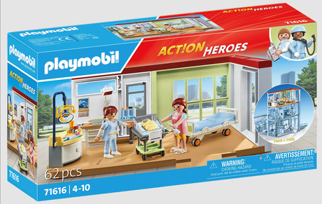 PLAYMOBIL Maternity Ward playset with figures, hospital bed, baby cart, changing table, and accessories for ages 4 to 10 years