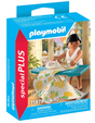 Playmobil Special Plus Stylist figure ironing fabric with ironing board and accessories in bright room setting
