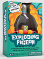 Exploding Pigeon family party game with colorful box, pigeon figure, and dice for fast-paced challenges.