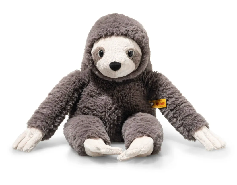 Soft plush sloth toy with weighted body and gentle expression, perfect for cuddling and comforting children.