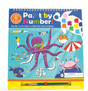 Spiral-bound Ocean Paint by Numbers set with 10 sea animal pictures, paint palettes shaped like turtles, and a paintbrush.