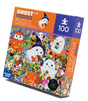 100-piece Halloween puzzle featuring cute ghosts, pumpkins, and candy that glow in the dark for kids aged 5 and up