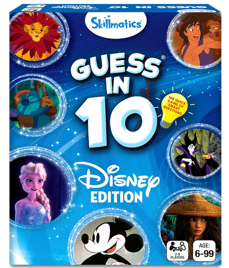 Family board game Guess in 10 Disney Edition featuring iconic characters and fun question challenges for all ages