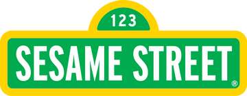 Green and yellow Sesame Street sign with white text and the numbers 123 at the top center