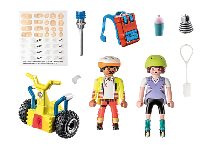 City Life | Rescue with Segway with paramedic, inline skater, helmets, backpack, balance racer, rollerblades, and accessories.